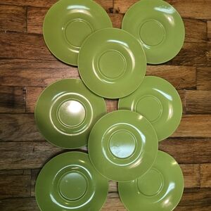Vintage Texas Ware Saucers Set Of 8 Retro Lime Green EUC No Cracks Or Chips